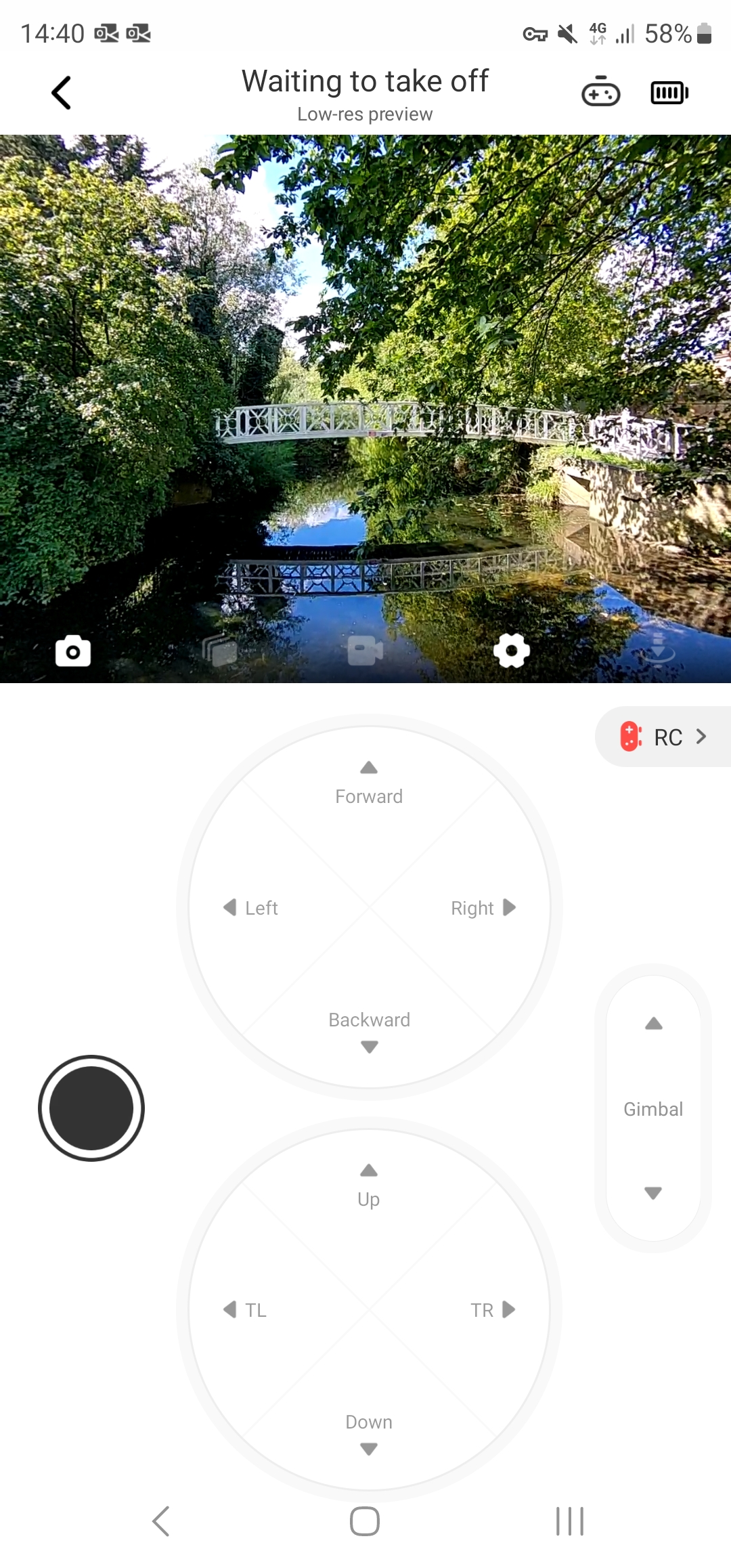 screenshot of a drone app control screen