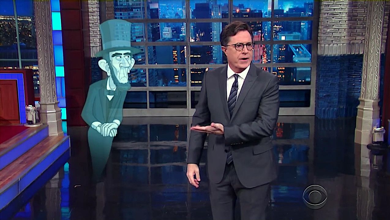 Abe Lincoln&amp;#039;s Ghost visits Stephen Colbert