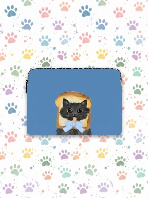 Silly Bread Cat laptop sleeve