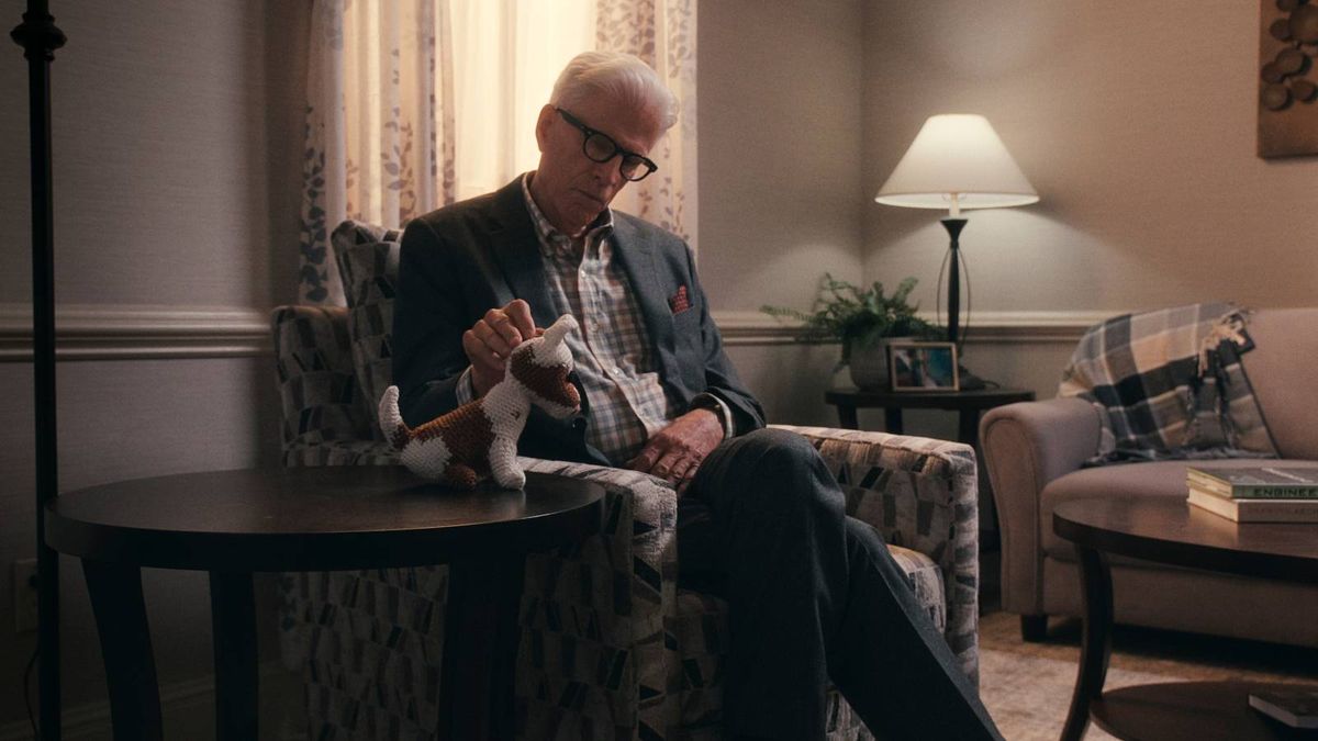 Ted Danson in A Man on the Inside, with his own little gift.