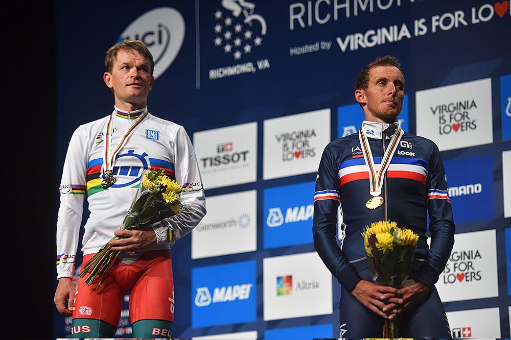 Vasil Kiryienka (Belarus) wins the elite men's time trial at the Richmond World Championships