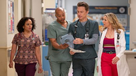 Judy Reyes, Donald Faison, Zach Braff and Sarah Chalke in Scrubs season 11