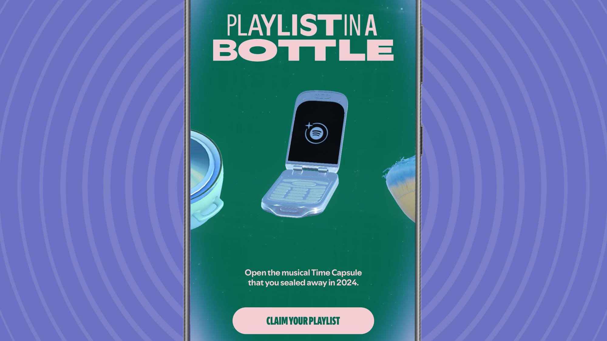 A screenshot of Spotify's Playlist in a Bottle home page 