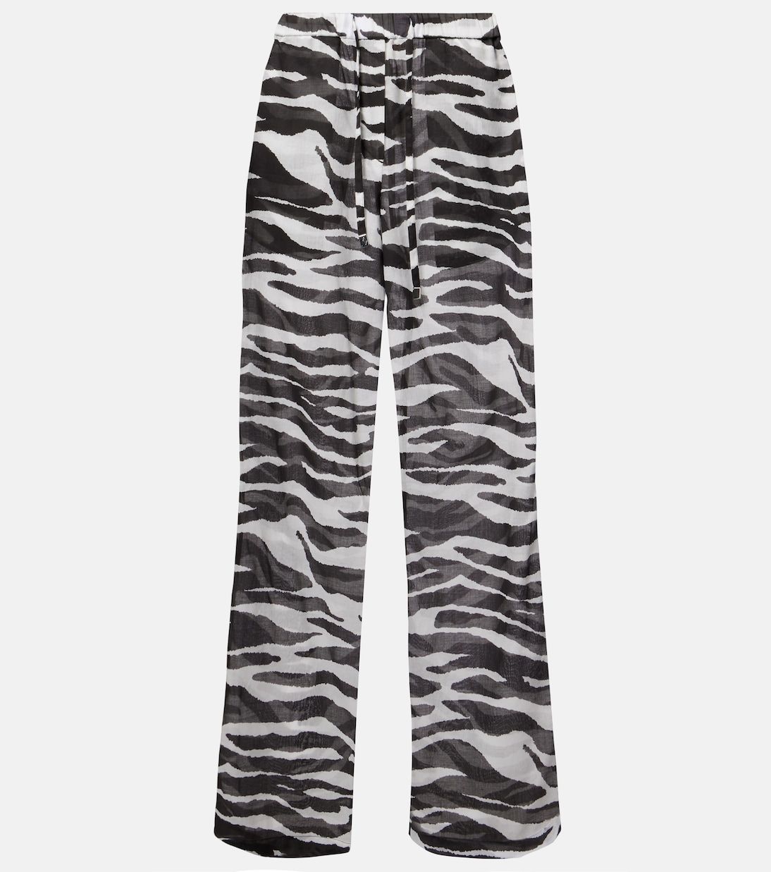 Zebra-Print Cotton Muslin Wide-Leg Pants