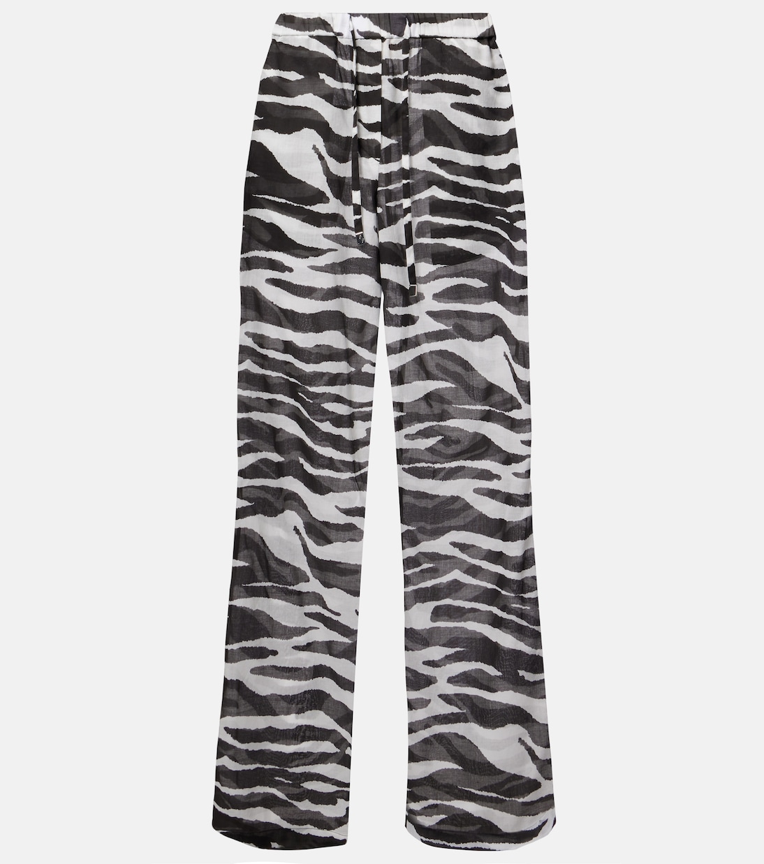 Zebra-Print Cotton Muslin Wide-Leg Pants