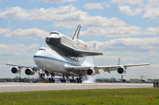 Shuttle Enterprise touches down in New York.