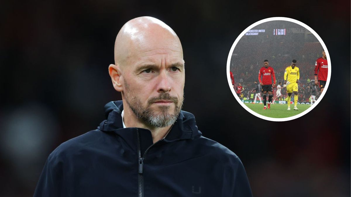 Manager Erik ten Hag of Manchester United walks off during the UEFA Champions League match between Manchester United and Galatasaray A.S. at Old Trafford on October 03, 2023 in Manchester, England. (Photo by Matthew Peters/Manchester United via Getty Images)