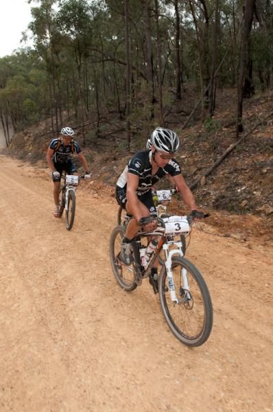 Shaun Lewis and Jason English on the course.
