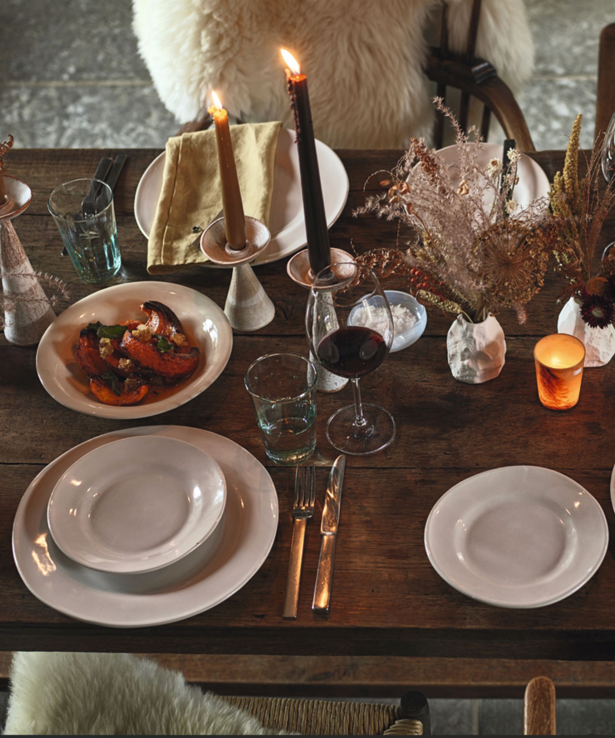 Dinner table with candles