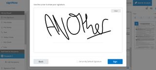 Screenshot of signature drawn within SignNow interface