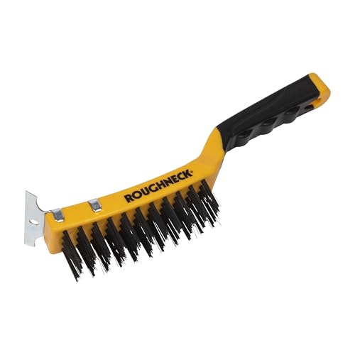 Roughneck Rou52042 Heavy Duty Wire Brroughneck Heavy Duty Wire Brush With Scraper (300mm) &amp;ndash; High-Performance Cleaning Tool With Carbon Steel Bristles &amp;amp; Soft Gripush With Scraper