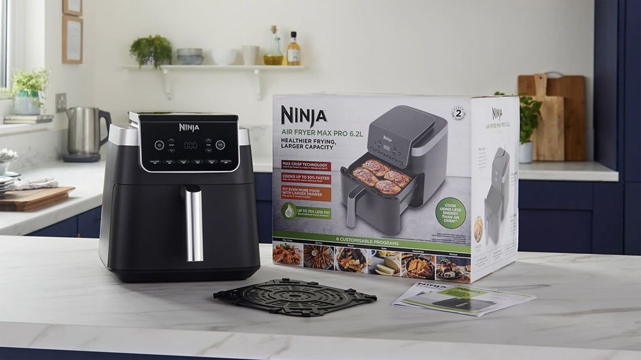 Ninja air fryer on countertop 