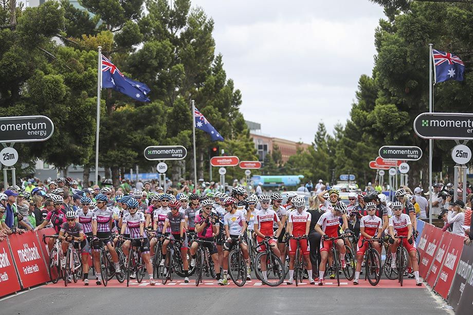 The Women line up for the start of the race.