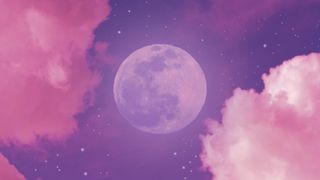September Full Moon 2022: Pink galaxy - stock photo