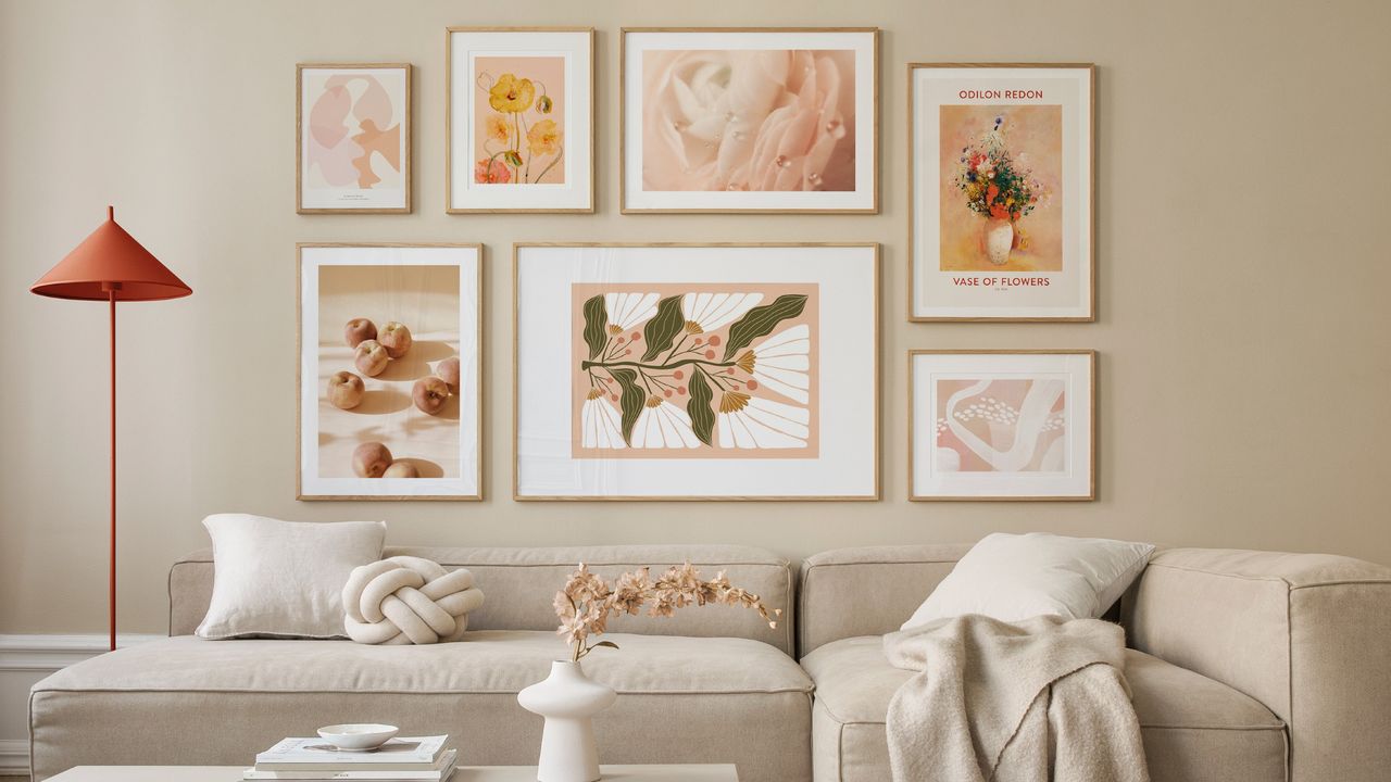 Gallery wall in Pantone COTY 2024 Peach Fuzz