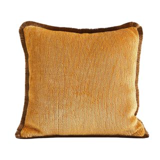 valentina washed velvet cushion in mustard colour 