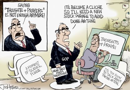 Political Cartoon U.S. GOP Thoughts And Prayers New Stock Phrase