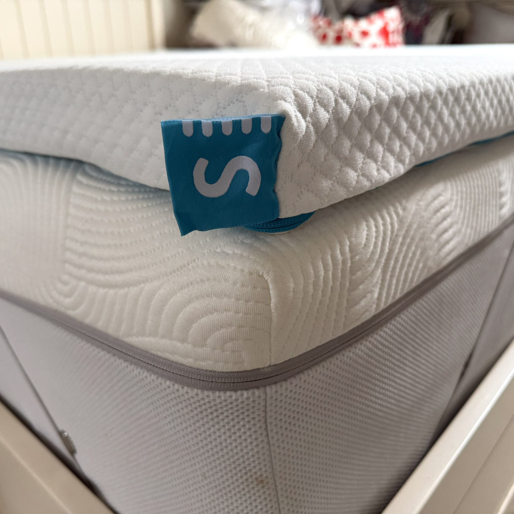The Simba Cool Foam Mattress Topper being review at home