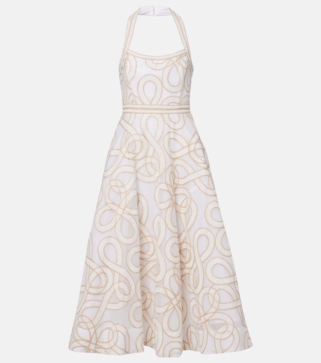 Irena Embroidered Halterneck Midi Dress