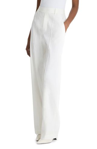 High Waist Pull-On Stretch Linen Blend Pants