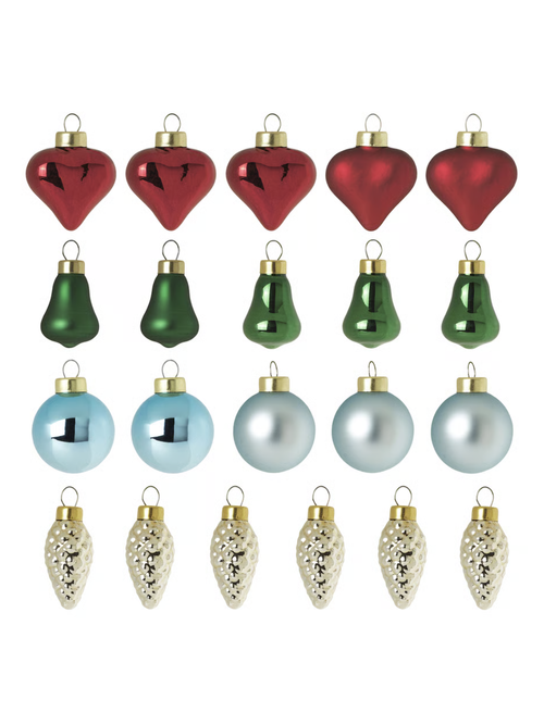 VINTERFINT Tree Ornament Set of 20 - Bauble Glass/mixed Shapes Mixed Colors