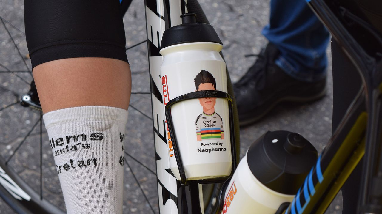 Wout Van Aert has customised bidons commemorating his cyclocross world championship title