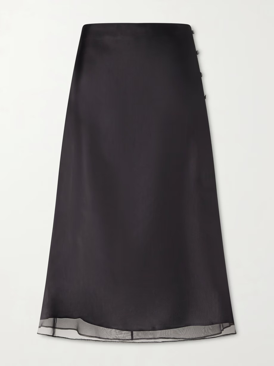 Ami Paris, Corolla Silk-Crepe de Chinc Midi Skirt