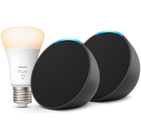 Amazon Echo Pop 2-pack with E27 Hue White Bulb:&nbsp;was £103.97, now £39.98 at Amazon