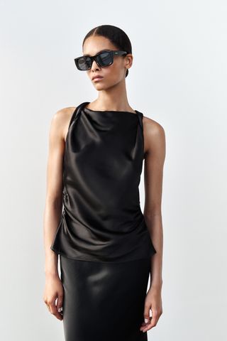 DRAPED SATIN EFFECT TOP