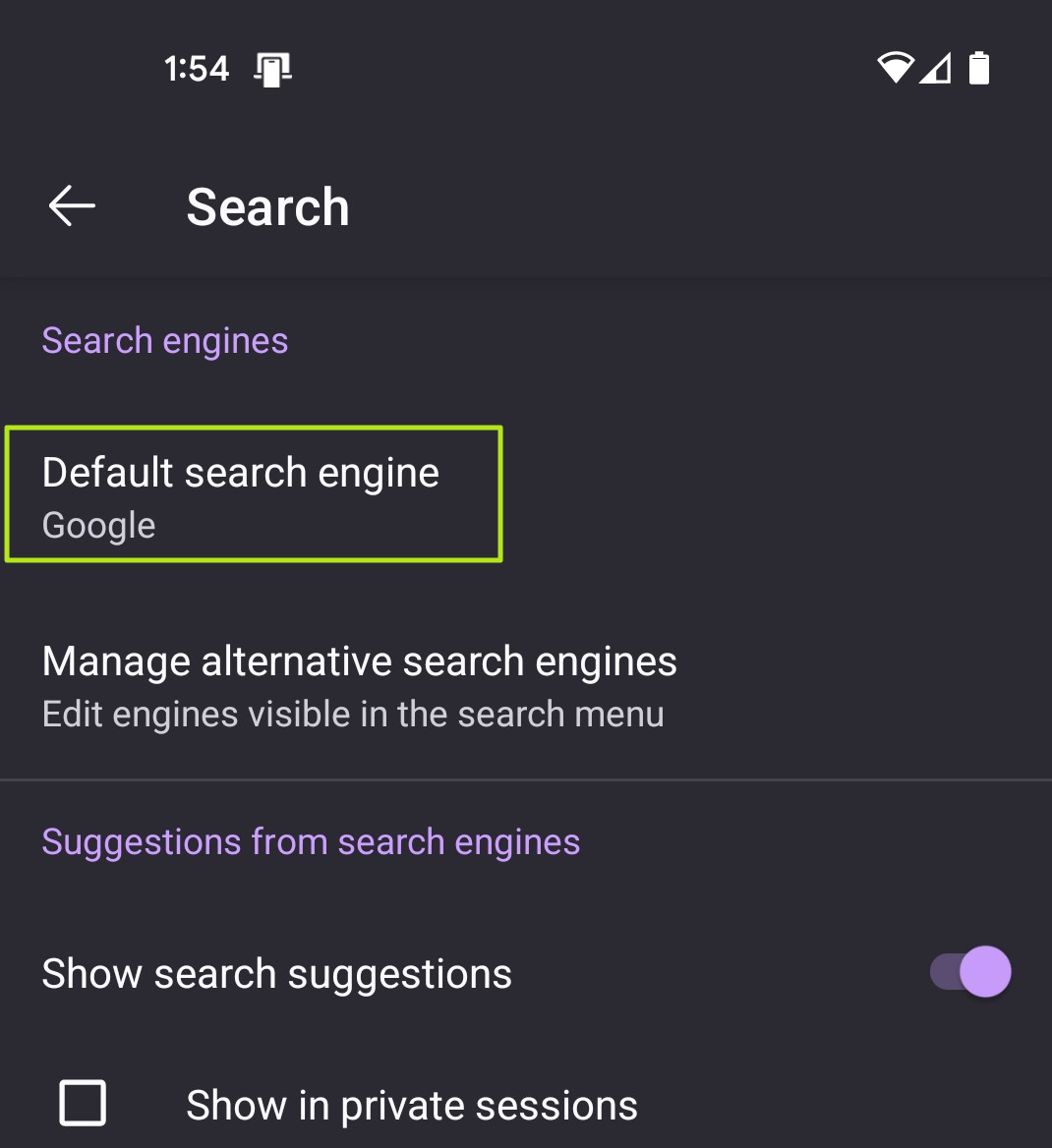 tap default engine