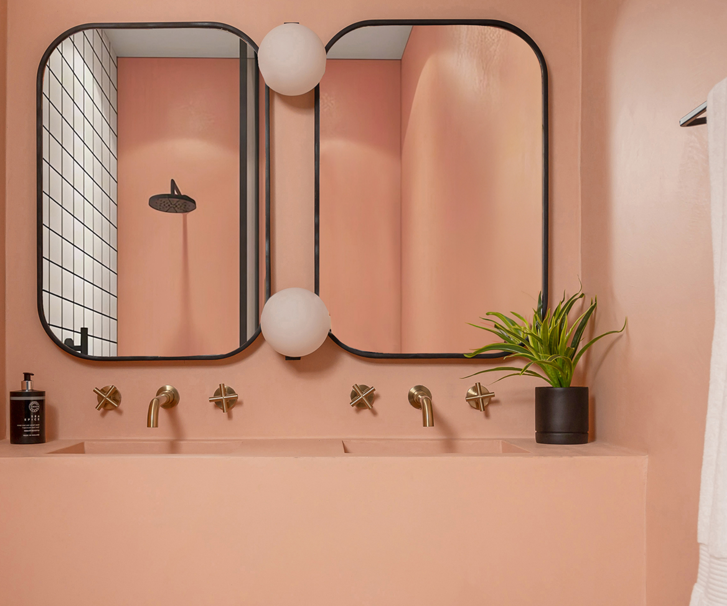 pink microcement bathroom