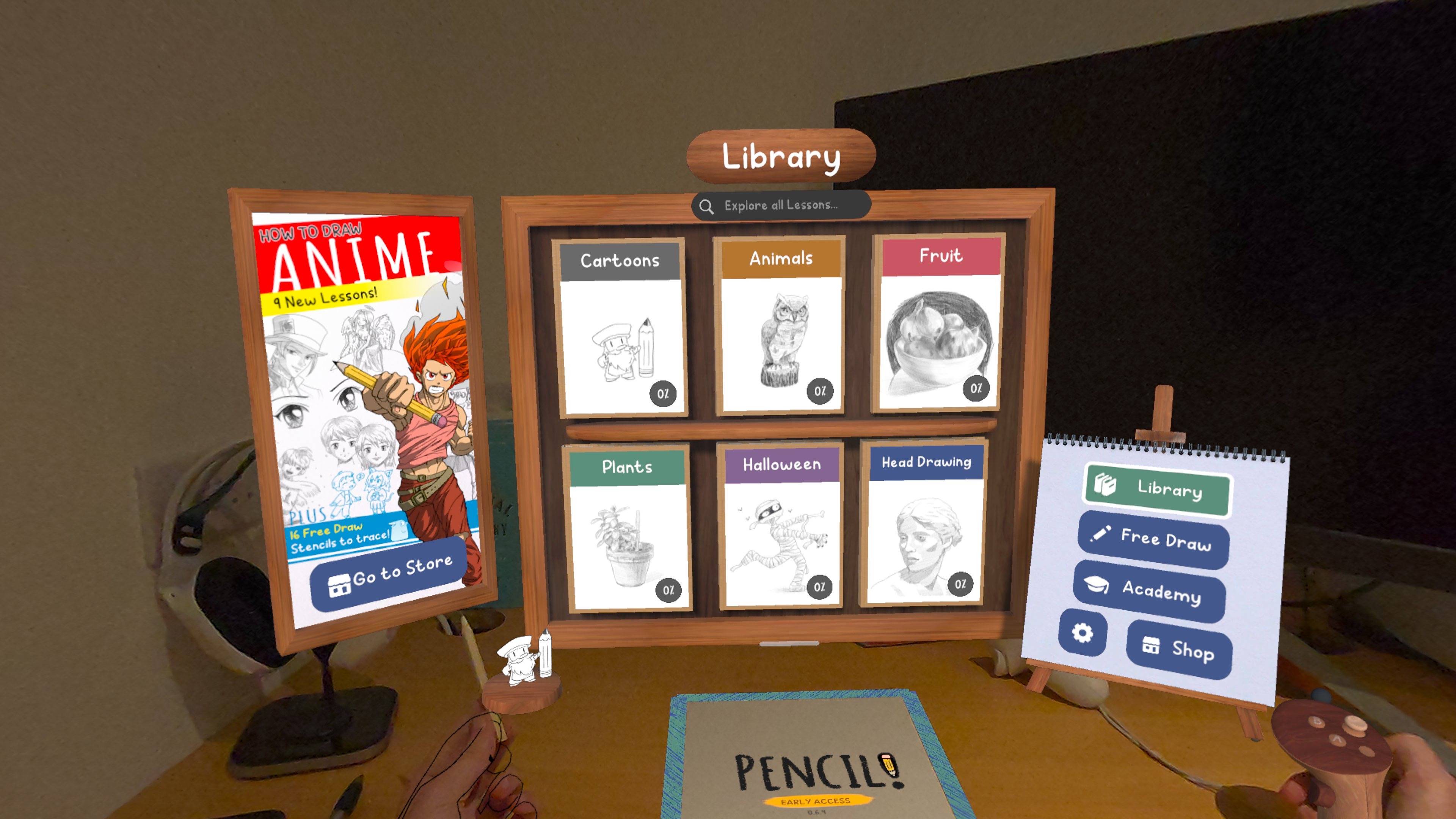 منوی برنامه Meta Quest Paint VR