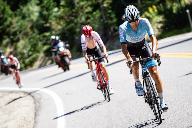James Piccoli (Elevate-KHS) opens up a gap on the chasers on the final climb up Powder Mountain on stage 2 of the 2019 Tour of Utah