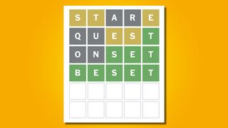 Wordle 648 answer on a yellow background