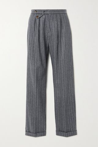Jem Pleated Pinstriped Wool Straight-Leg Pants