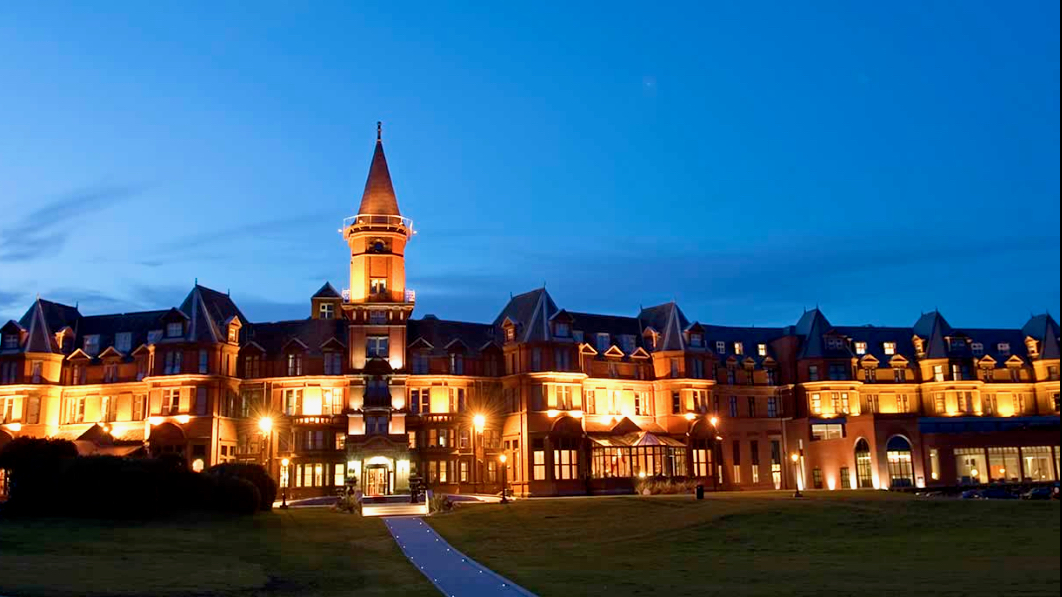 The exterior of the Slieve Donard Hotel in Co. Down