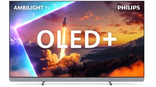 Philips OLED910 with a rocket blasting off on screen