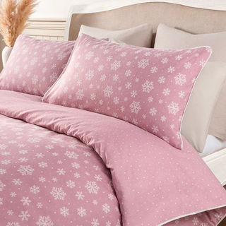 Stacey Solomon Brushed Cotton Pink Snowflake Duvet Set