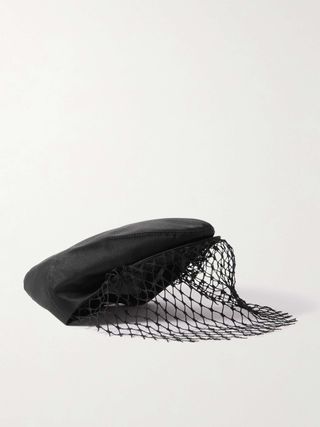 Duchesse-Satin Veiled Flat Cap