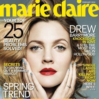 Drew Barrymore on cover of Marie Claire