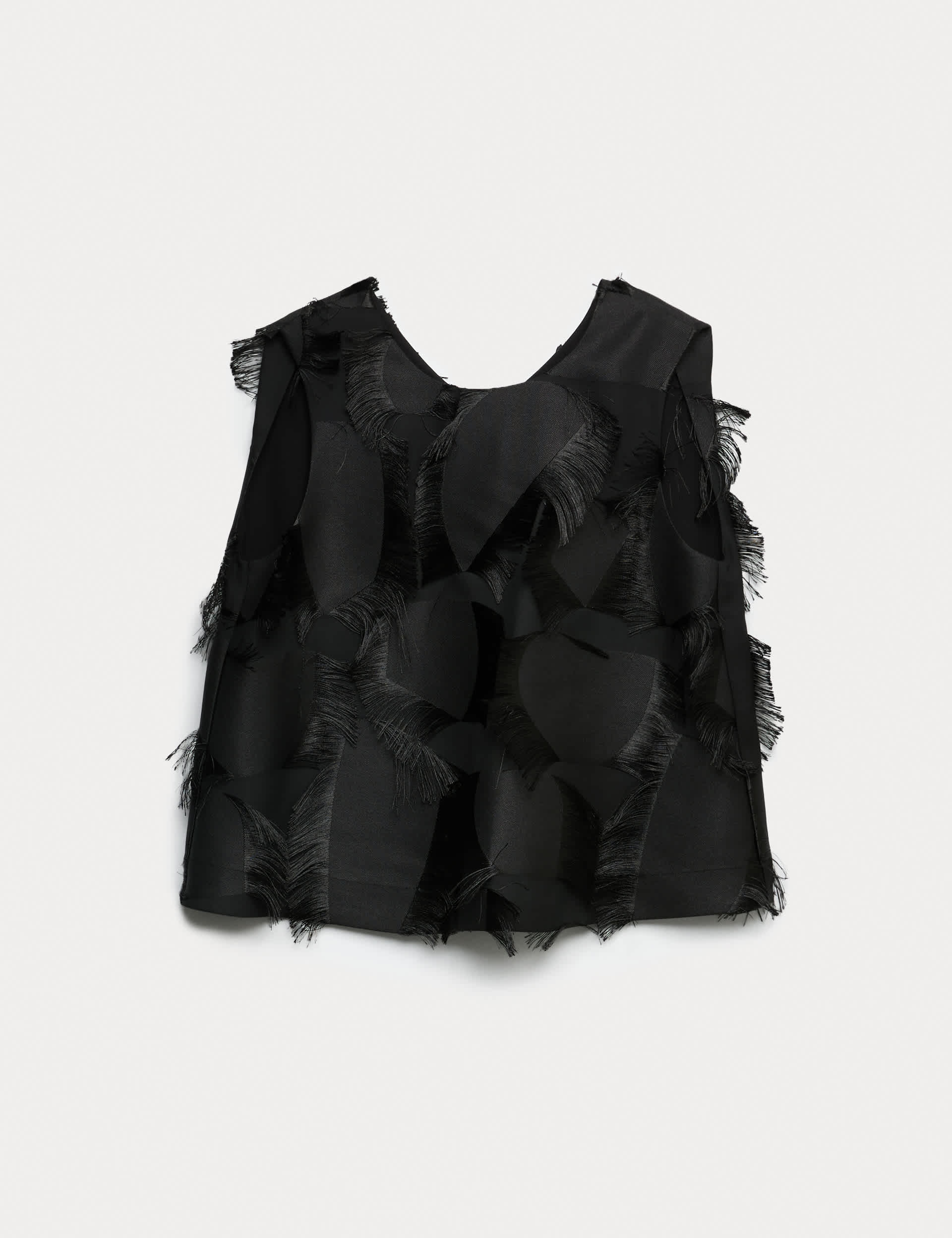 Relaxed Fringe Twist Back Detail Top