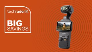 DJI Osmo Pocket 3 on an orange background