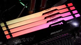 Kingston Fury Beast DDR5 slotted into a motherboard