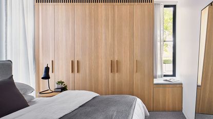 bedroom with stylish wardrobe