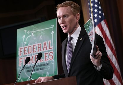 Sen. James Lankford (R-OK) at a press conference on 'Federal Fumbles.'