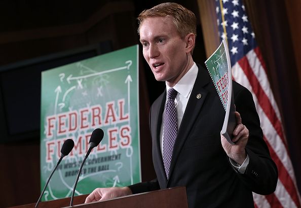 Sen. James Lankford (R-OK) at a press conference on &amp;#039;Federal Fumbles.&amp;#039;