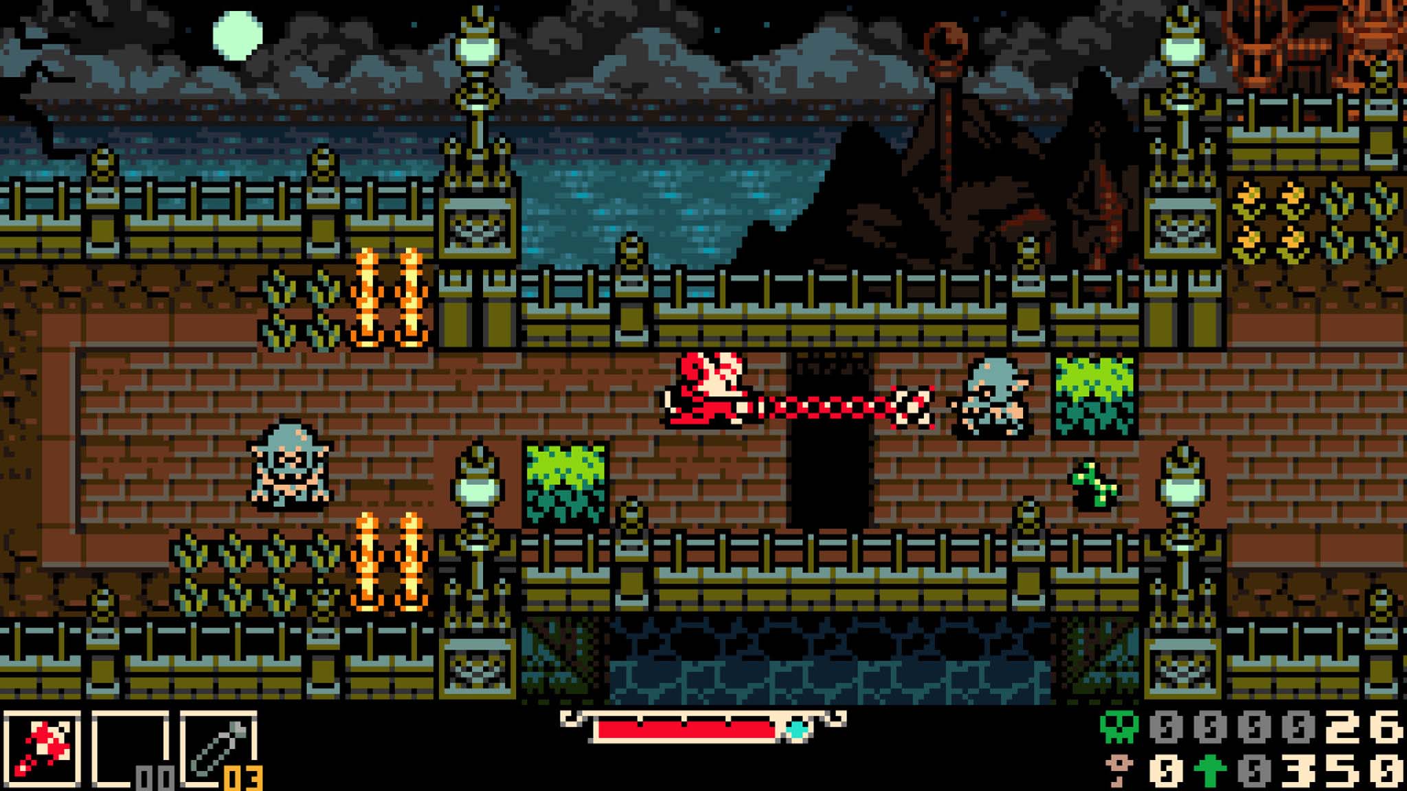 Screenshot of Mina the Hollower showing a mouse fighting an enemy.