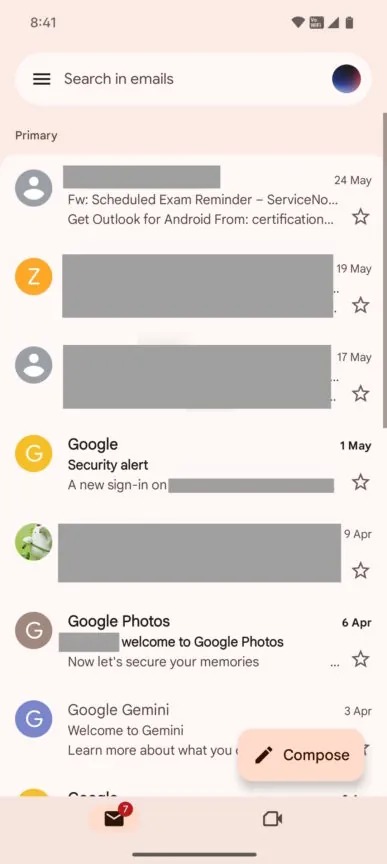 Material 3 Expressive update for Gmail