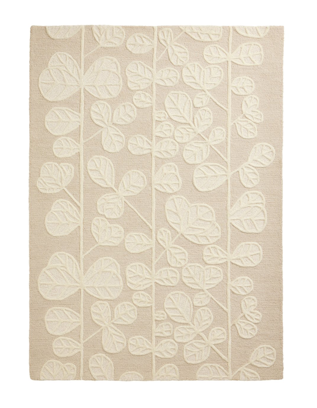 Habitat Scandi Flower Neutral Wool Cut Pile Rug - 120x170cm