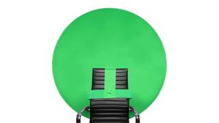 Webaround Big Shot green screen on a chair